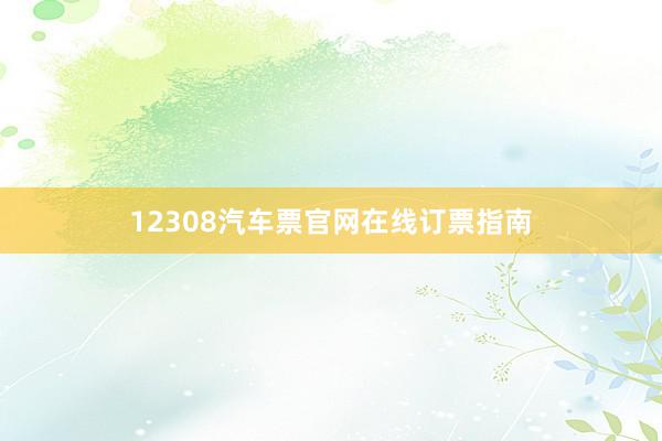 12308汽车票官网在线订票指南